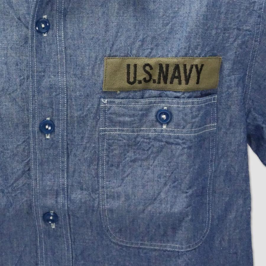 バズリクソン　BUZZ RICKSON'S　半袖ブルーシャンブレイ・プリントワークシャツ　“BLUE SHAMBRAY S/S PRINT WORK SHIRT” BR38141 | BUZZ RICKSON'S | 05