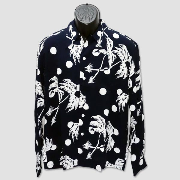 DUKE KAHANAMOKU デューク・カハナモク長袖ハワイアンシャツ　“MOONLIGHT PALM TREE” DK27200 | SUN SURF