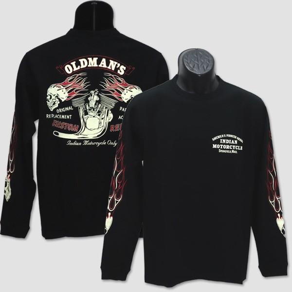 インディアン・モーターサイクル　INDIAN MOTORCYCLE　長袖ライダーＴシャツ　“SKULL FLAME” IM67901 | INDIAN MOTOCYCLE