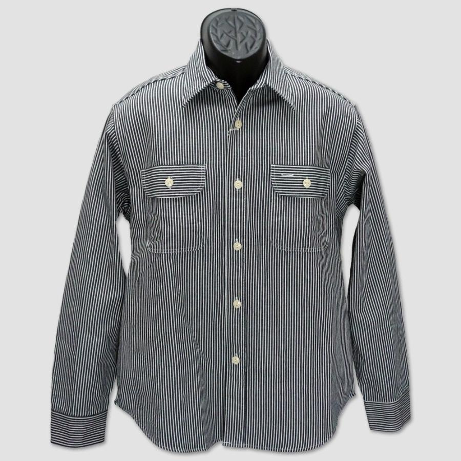 シュガーケーン　ヒッコリーストライプ長袖ワークシャツ　SC27853 SUGAR CANE シュガーケーン SC27853 ヒッコリーストライプ長袖