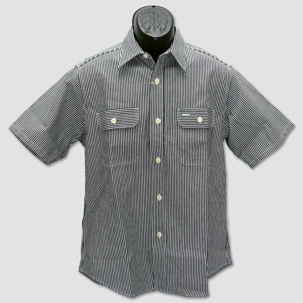 シュガーケーン　SUGAR CANE 半袖ヒッコリーストライプ・ワークシャツ　“SHORT SLEEVE STRIPE WORK SHIRT” SC37944 | SUGAR CANE