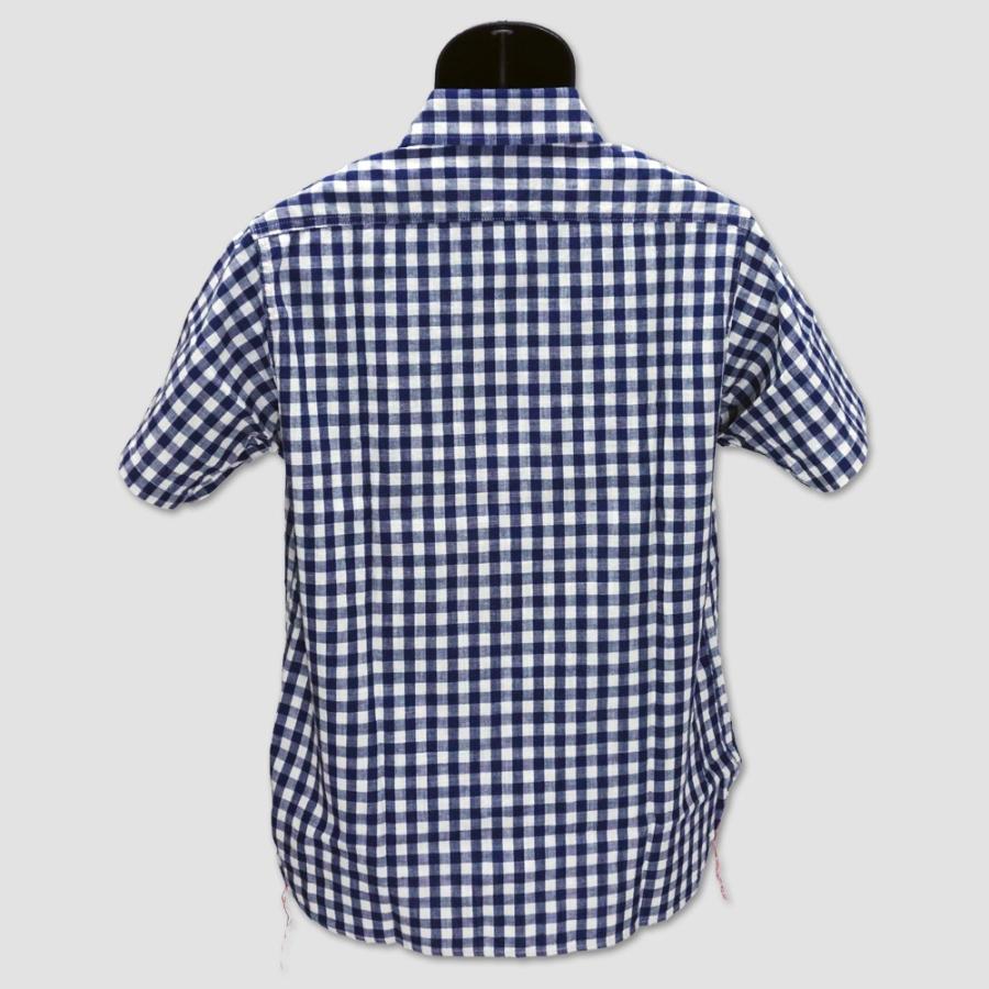 シュガーケイン　SUGAR CANE　半袖インディゴストライプ＆チェックワークシャツ　“INDIGO STRIPE&CHECK S/S WORK SHIRT” SC38155 | SUGAR CANE | 01