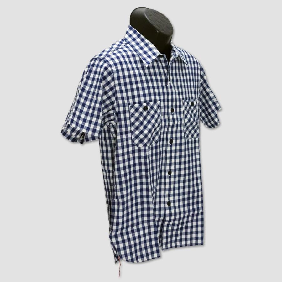 シュガーケイン　SUGAR CANE　半袖インディゴストライプ＆チェックワークシャツ　“INDIGO STRIPE&CHECK S/S WORK SHIRT” SC38155 | SUGAR CANE | 02