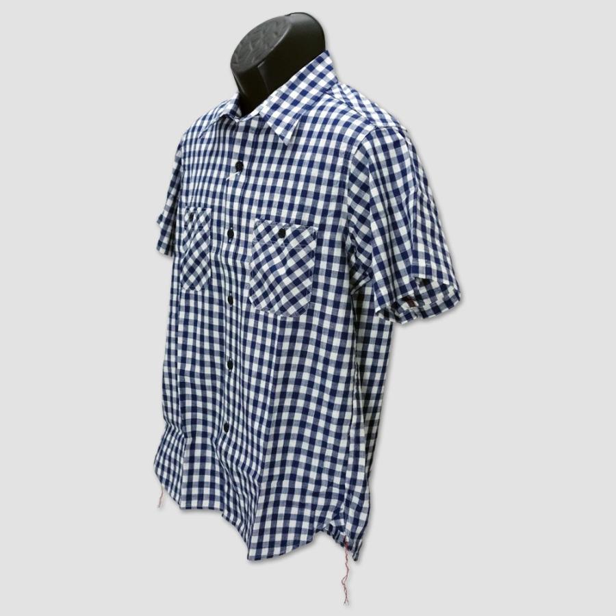 シュガーケイン　SUGAR CANE　半袖インディゴストライプ＆チェックワークシャツ　“INDIGO STRIPE&CHECK S/S WORK SHIRT” SC38155 | SUGAR CANE | 03