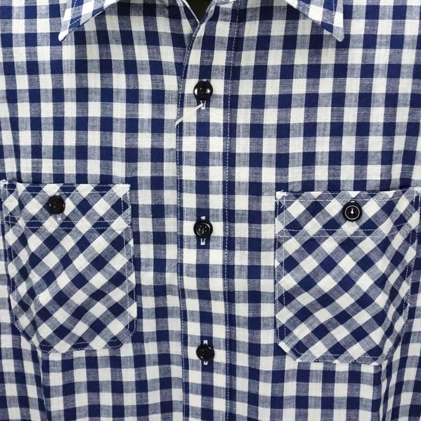 シュガーケイン　SUGAR CANE　半袖インディゴストライプ＆チェックワークシャツ　“INDIGO STRIPE&CHECK S/S WORK SHIRT” SC38155 | SUGAR CANE | 04