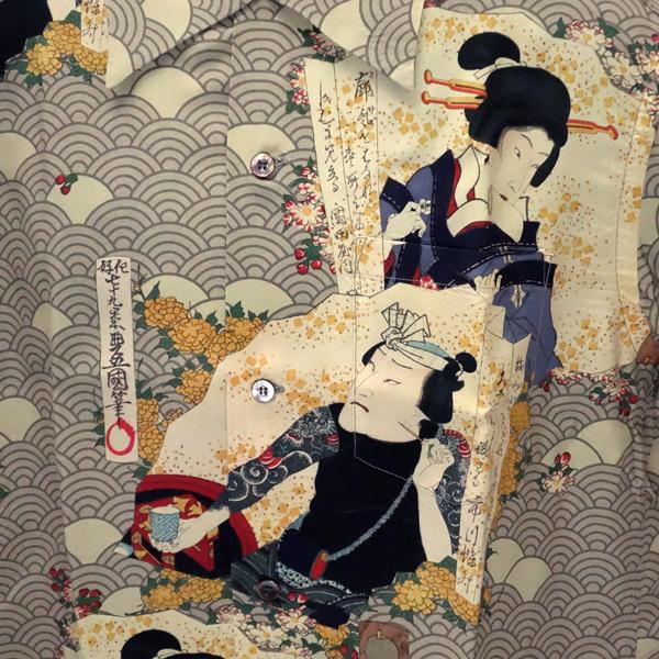 サンサーフ　SUN SURFx三代目歌川豊国 スペシャル・エディション アロハシャツ　“柳街梨園 全盛花一対(やなぎまち ぜんせいはないっつい)” SS38715 | SUN SURF | 04