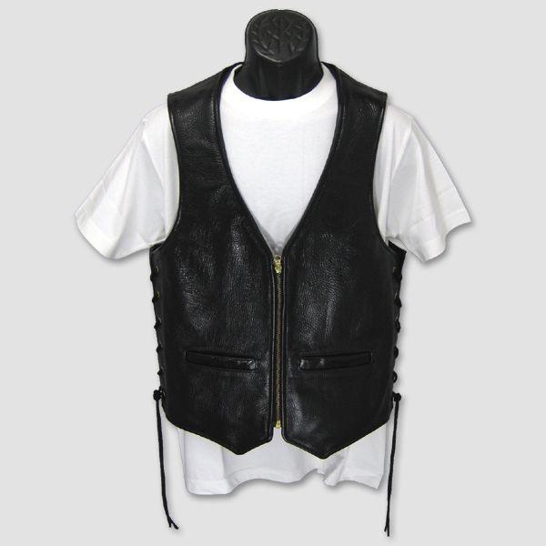 Vanson　レザーベスト“Zippered Vest with lace-up sides ” | VANSON