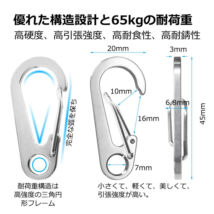 DOKEEP 100個入 カラビナ ミニカラビナ スナップフック SUS420J2 ステンレス鋼 軽量 耐久性 おしゃれ 多機能 スプリングフック｜dokeep｜04