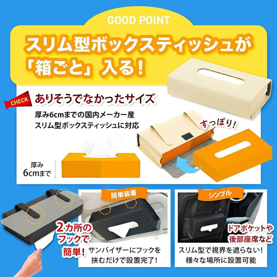 車 ティッシュケース、箱ごと入る ザー サンバイザー ティッシュ