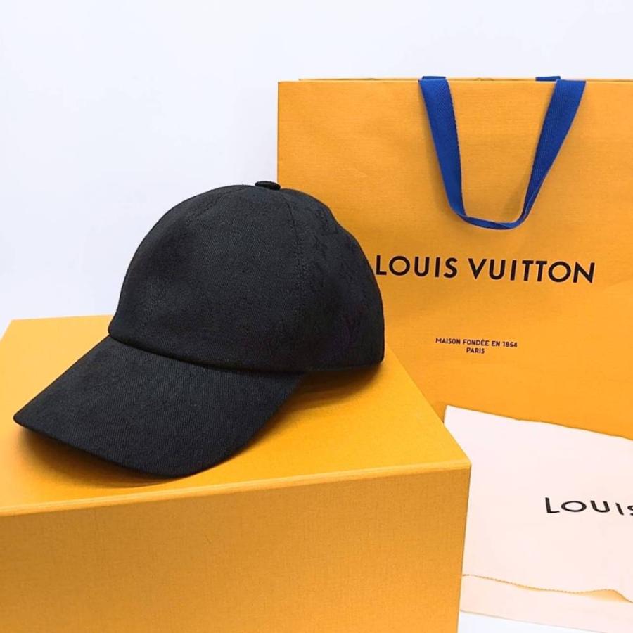 美品 LOUIS VUITTON ルイヴィトン キャスケット・モノグラム エッセンシャル M76585 ブラック 60 キャップ