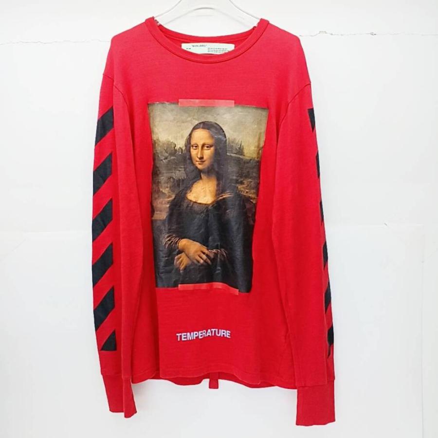 中古 OFF-WHITE オフホワイト ロングTシャツ 長袖 レッド S 18SS Diag