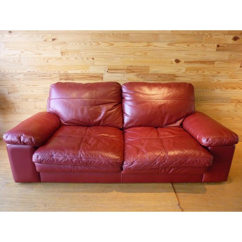 【中古】 /ニトリ/3人掛けソファ/N ステイツ/レッド/本革/ポケットコイル/Sスプリング 4000000425168バンバンイロイロ