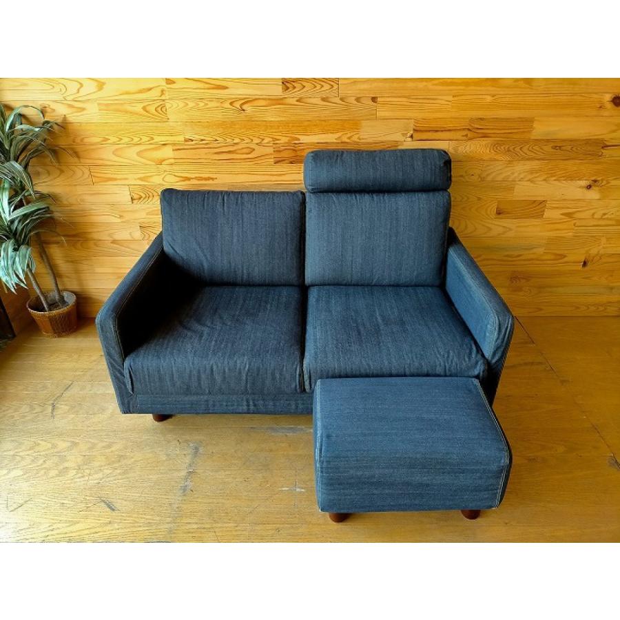 Muji 無印良品 スリムアーム 2シーター 2人掛けソファ 綿デニム生地 オットマン ヘットレスト1個付き コンパクト 家具 リサイクルタワー 通販 Yahoo ショッピング