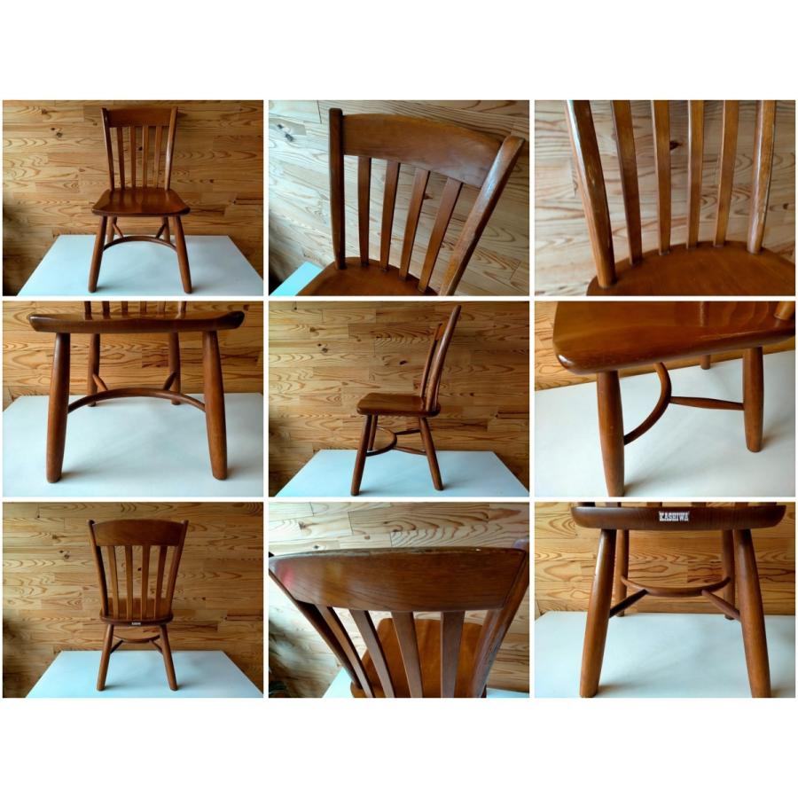 0814 かしわ 柏木工 ダイニングチェア 4脚セット カントリー レトロ