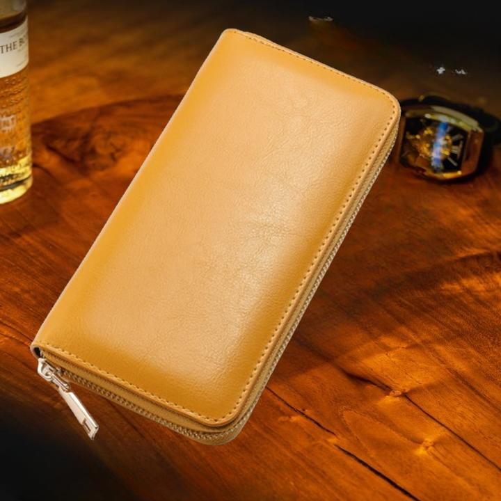 財布 メンズ 長財布 本革 レザー ラウンドファスナー 大容量 緑