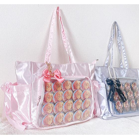 ハンドメイド 巾着トートバッグ 異素材パッチ リメイク DD缶バッジ付き♡ Amazon.co.jp: 着物リメイクバック 巾着トートバック パッチ