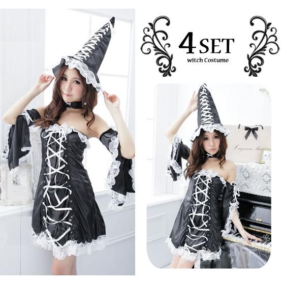 トンガリ帽子 魔女 コスプレ衣装 コスチュームフェイクレザー