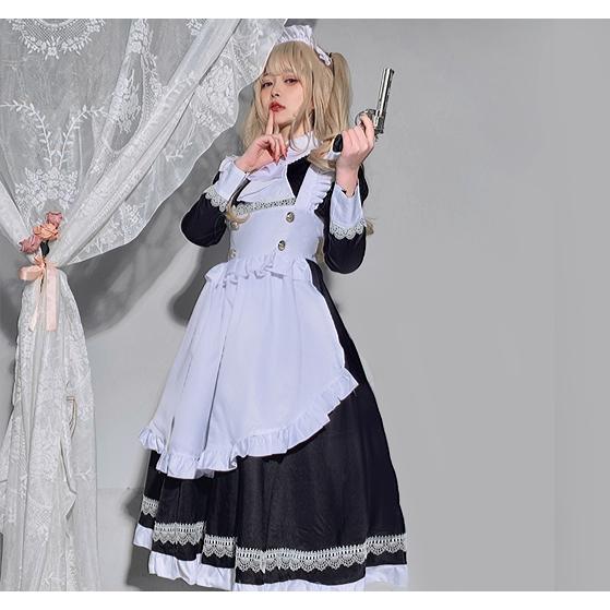 大きいサイズ メイド服 ロング丈 コスプレ衣装 コスチューム 大きいサイズ メイド服 ロング丈 コスプレ衣装 コスチューム