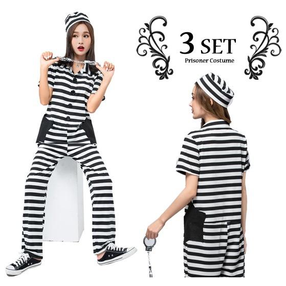 囚人服 コスプレ衣装 つなぎ ボーダー レディース コスチューム ハロウィン 仮装 Di 毒いちご 通販 Yahoo ショッピング