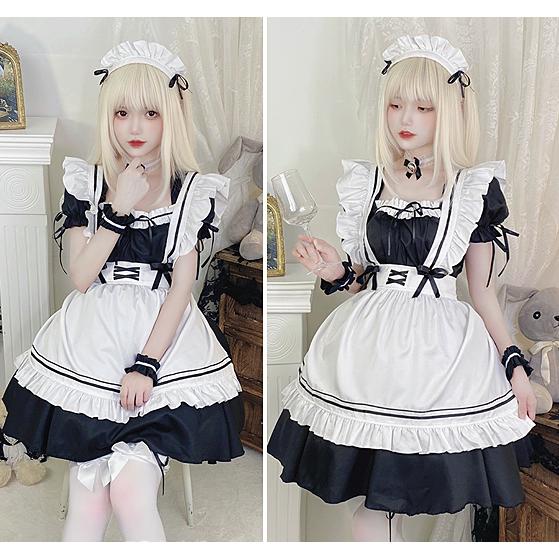 コスプレ　大きいサイズ メイド服一式 S～6L大きいサイズ☆コスプレ メイド服 可愛い探偵コスプレ 5set