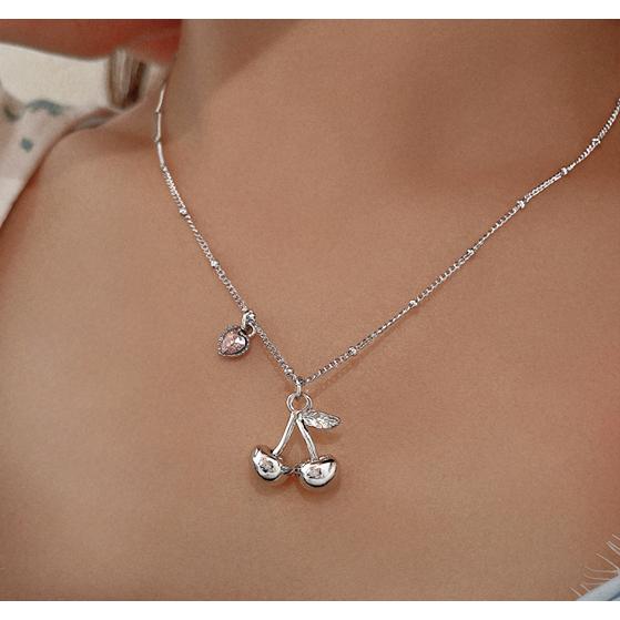 さくらんぼ ネックレス チェリー レディース 韓国 ハート シルバー