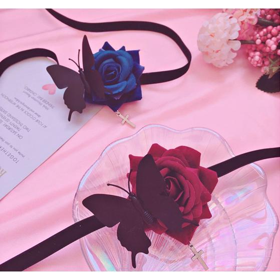 眼帯 チョーカー 薔薇 バラ 蝶々 ゴスロリ ロリータ 病みかわいい アイマスク Ot 16 毒いちご 通販 Yahoo ショッピング