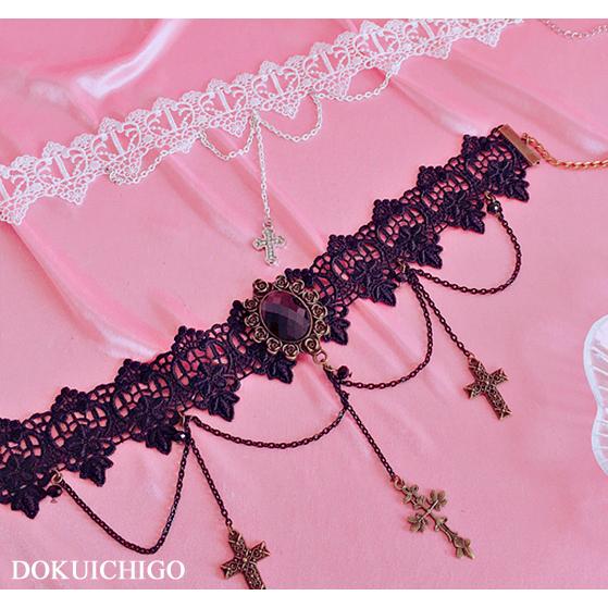 十字架 チョーカー レース ゴスロリ ロリータ 病みかわいい Ot 18 毒いちご 通販 Yahoo ショッピング