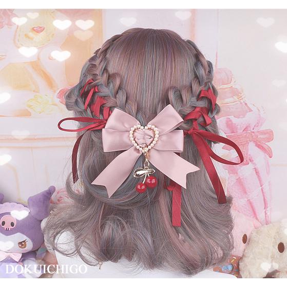 チェリー リボン ヘアアクセサリー へアピン クリップ