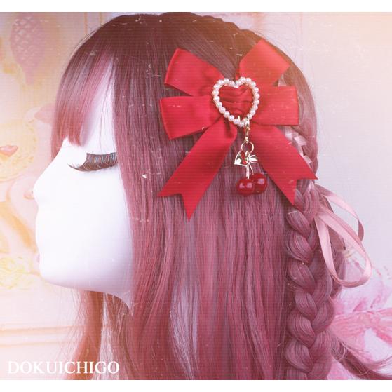 チェリー リボン ヘアアクセサリー へアピン クリップ
