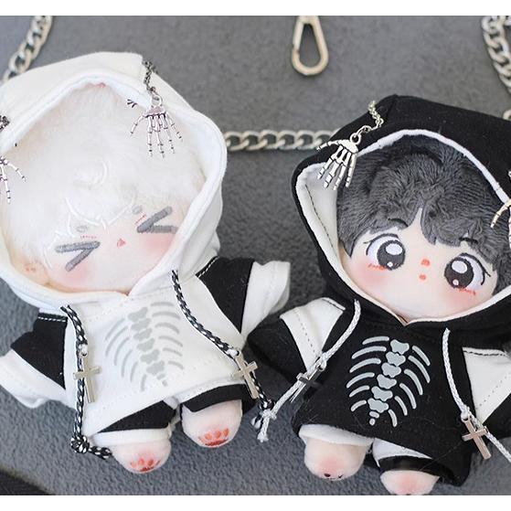 ぬい服 10cm パーカー スカル ゴシック ぬいぐるみ服 推し活 着ぐるみ