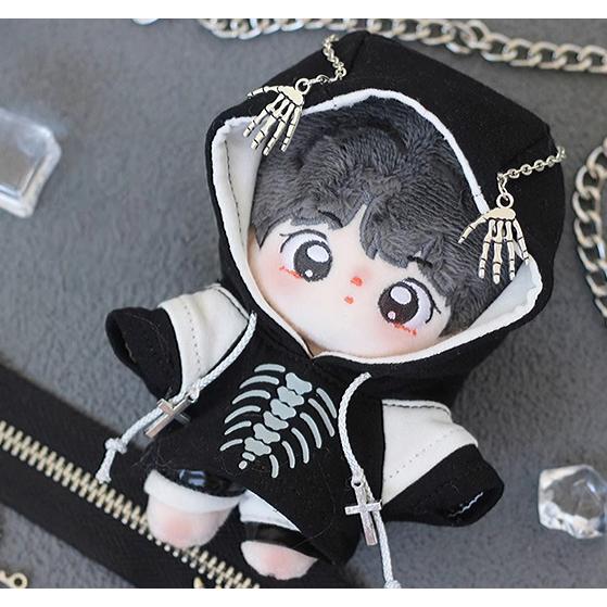 ぬい服 10cm パーカー スカル ゴシック ぬいぐるみ服 推し活 着ぐるみ