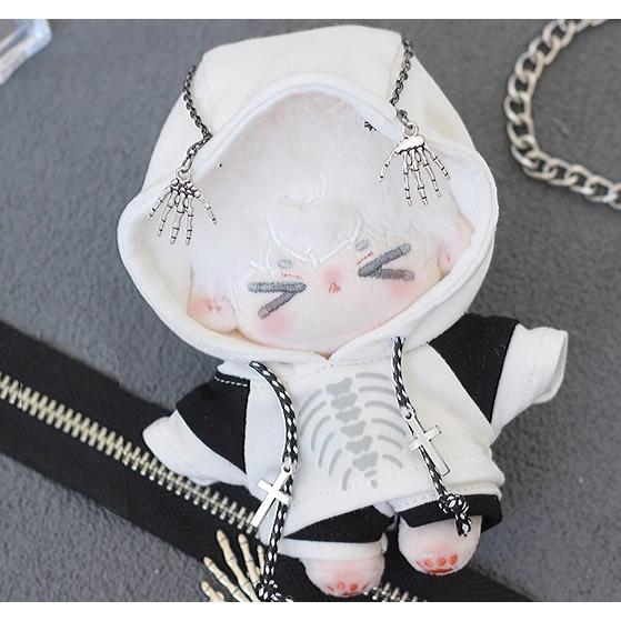 ぬい服 10cm パーカー スカル ゴシック ぬいぐるみ服 推し活 着ぐるみ