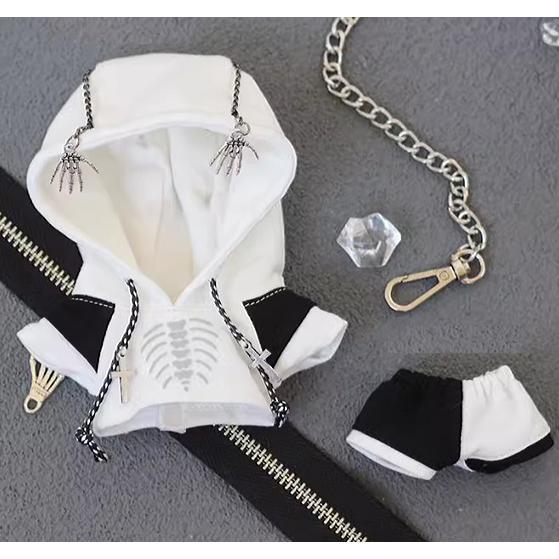 ぬい服 10cm パーカー スカル ゴシック ぬいぐるみ服 推し活 着ぐるみ