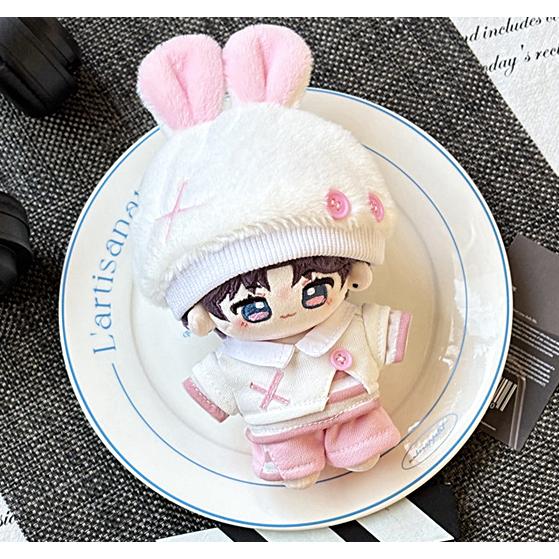 ぬい服 15cm うさぎ ウサ耳帽子 ボーダー ぬいぐるみ服 推し活 : 毒