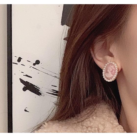 カメオ ピアス アクセサリー 浮き彫り レトロ ヴィンテージ風