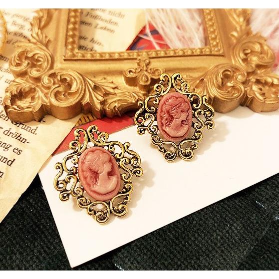 RE ARRIVAL/再入荷 アクセサリー ピアス カメオ 浮き彫り ヴィンテージ風 レトロ アクセサリー