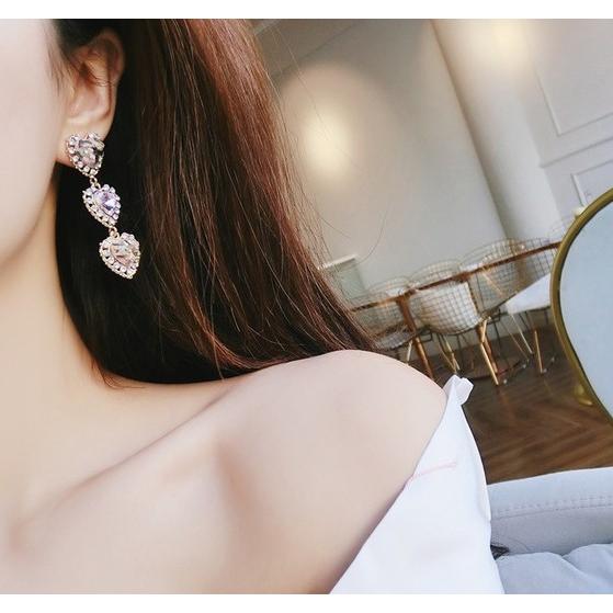 ピアス レディース ハート 韓国 アクセサリー ビジュー 大ぶり : 毒