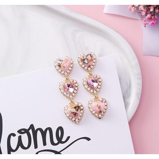 ピアス レディース ハート 韓国 アクセサリー ビジュー 大ぶり : 毒