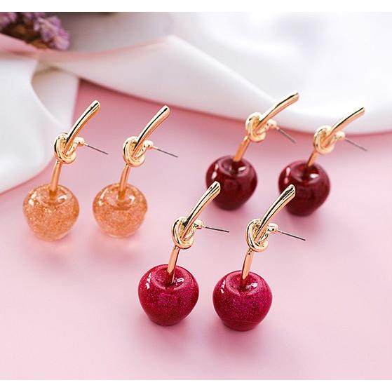 ピアス　ハート　5連　さくらんぼ　パール　ビジューチャーム　赤　大ぶり　春 ピアスハート5連さくらんぼパールビジューチャーム赤大ぶり春