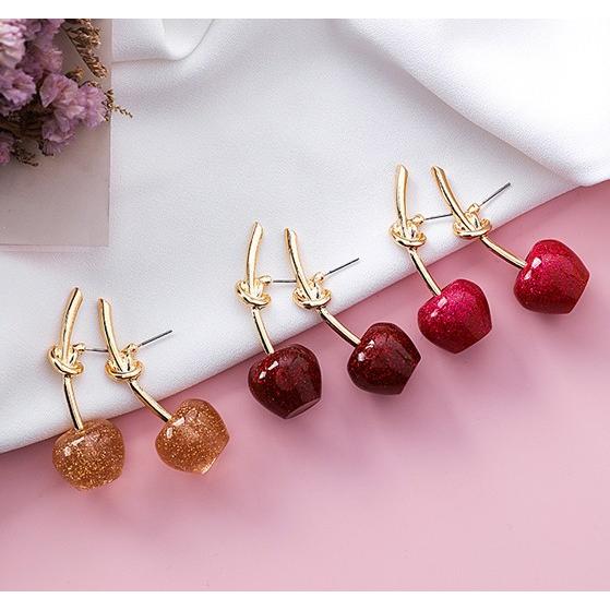 18金　Ponte Vecchio さくらんぼ　チェリーモチーフ ピアス さくらんぼ ピアス チェリー レトロ パーティー アクセサリー
