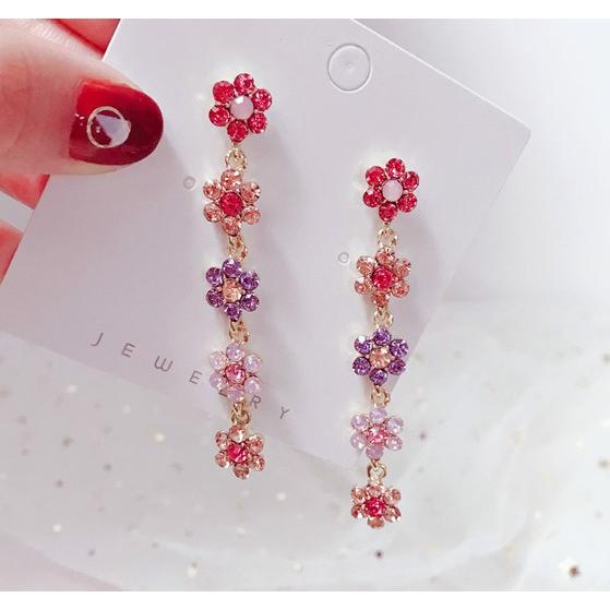 ピアス レディース 韓国 フラワー 花 ぶら下がりタイプ ビジュー
