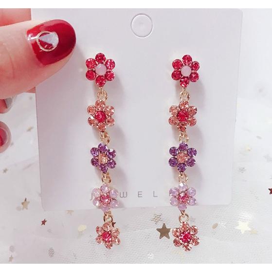 ピアス レディース 韓国 フラワー 花 ぶら下がりタイプ ビジュー