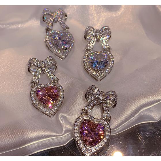 ハート ピアス レディース 韓国 地雷系 量産型 リボン ビジュー