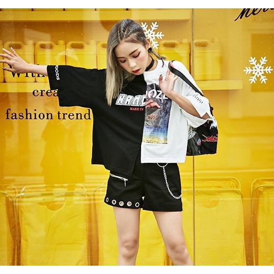 韓国ファッション レディース 半袖 Tシャツ ストリート系 アシンメトリー トップス 個性的 原宿系 ダンス衣装 夏 Tb 1 毒いちご 通販 Yahoo ショッピング