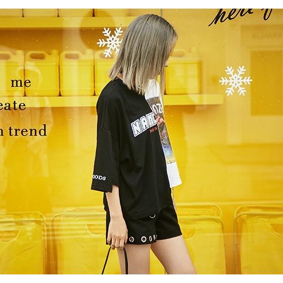 韓国ファッション レディース 半袖 Tシャツ ストリート系 アシンメトリー トップス 個性的 原宿系 ダンス衣装 夏 Tb 1 毒いちご 通販 Yahoo ショッピング