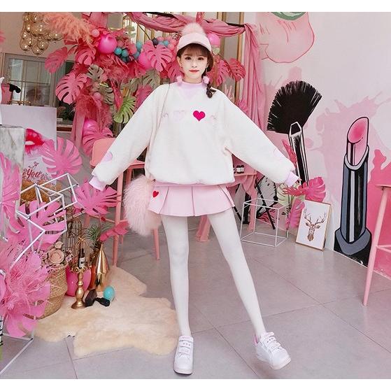 韓国 ボア トレーナー ゆめかわ レディース 長袖 オルチャン 原宿系 ハート もこもこ Tb 430 毒いちご 通販 Yahoo ショッピング