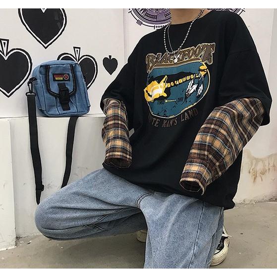 韓国ファッション レディース 重ね着風 トップス トレーナー ロンT