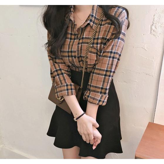 チェック シャツ レディース 長袖 ブラウス トップス おしゃれ カジュアル オルチャン 韓国系 Tb 449 毒いちご 通販 Yahoo ショッピング