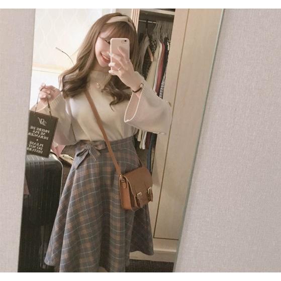 韓国ファッション レディース ロングスカート チェック柄 オルチャン