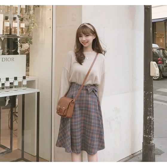 韓国ファッション レディース ロングスカート チェック柄 オルチャン フェミニン Tb 452 毒いちご 通販 Yahoo ショッピング